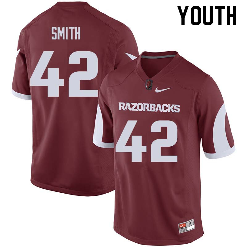 Youth #42 Chris Smith Arkansas Razorback College Football Jerseys Sale-Cardinal - Click Image to Close